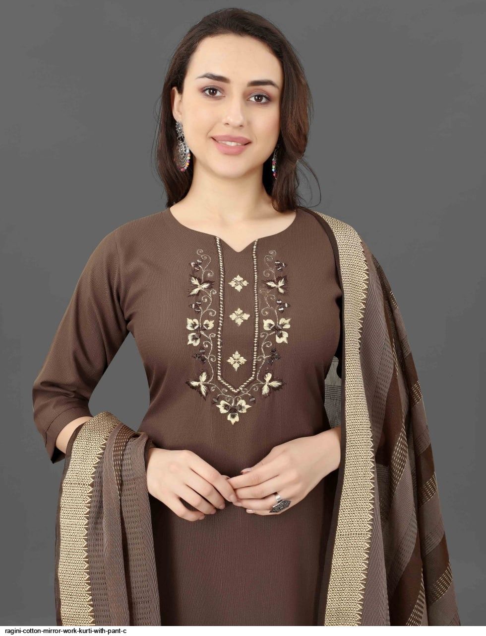 RAGINI COTTON MIRROR WORK KURTI WITH PANT