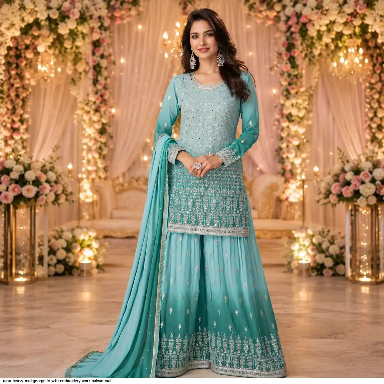 RAHU HEAVY REAL GEORGETTE WITH EMBROIDERY WORK SALWAR SUIT A