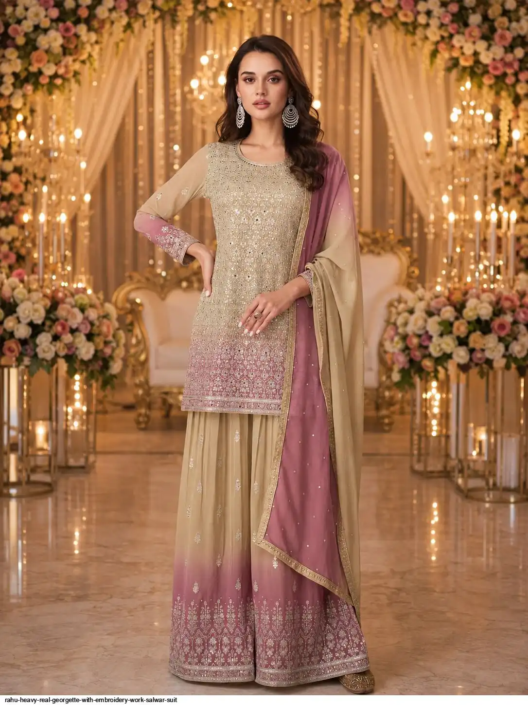 RAHU HEAVY REAL GEORGETTE WITH EMBROIDERY WORK SALWAR SUIT B