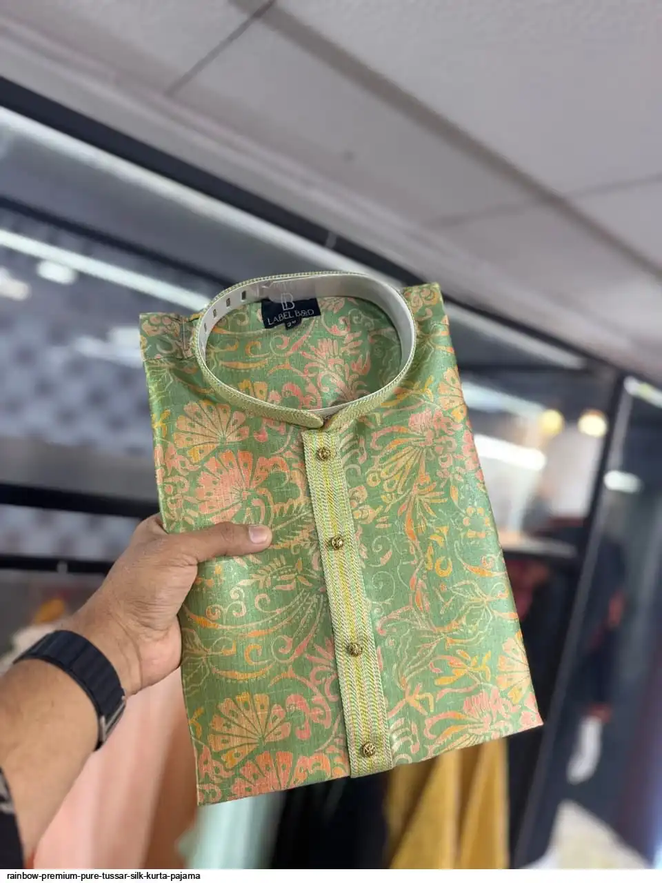 RAINBOW PREMIUM PURE TUSSAR SILK KURTA PAJAMA 3