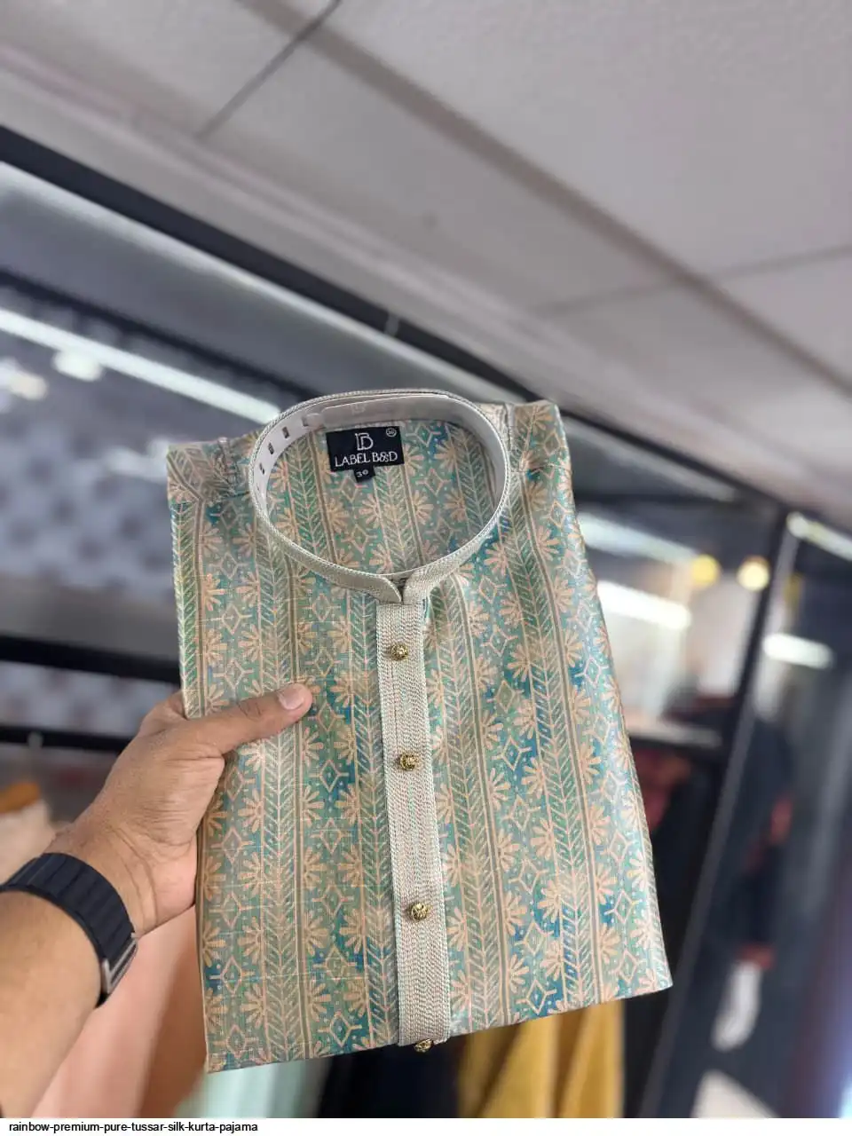 RAINBOW PREMIUM PURE TUSSAR SILK KURTA PAJAMA 6