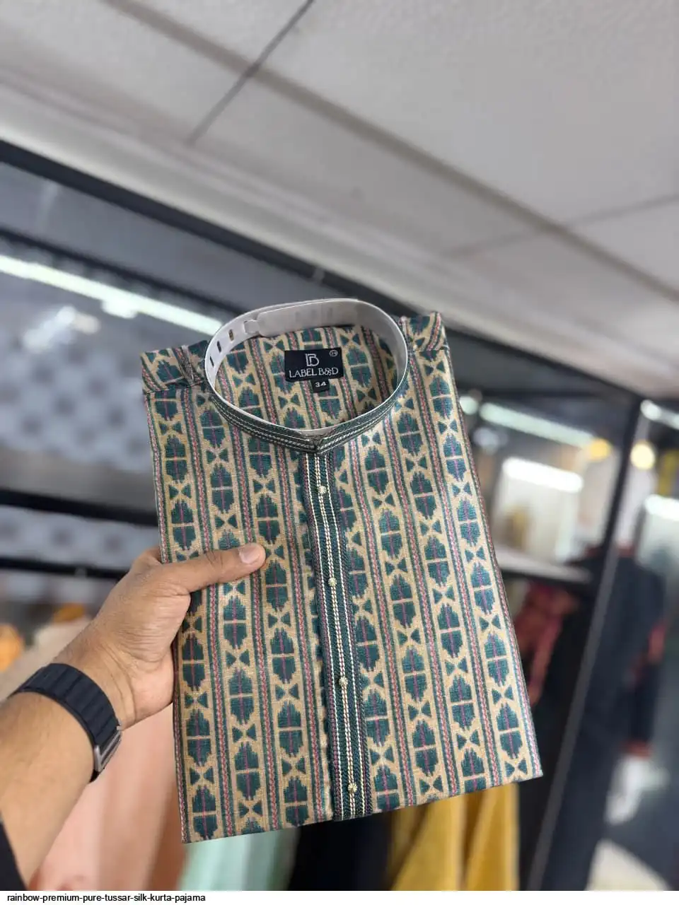 RAINBOW PREMIUM PURE TUSSAR SILK KURTA PAJAMA 8