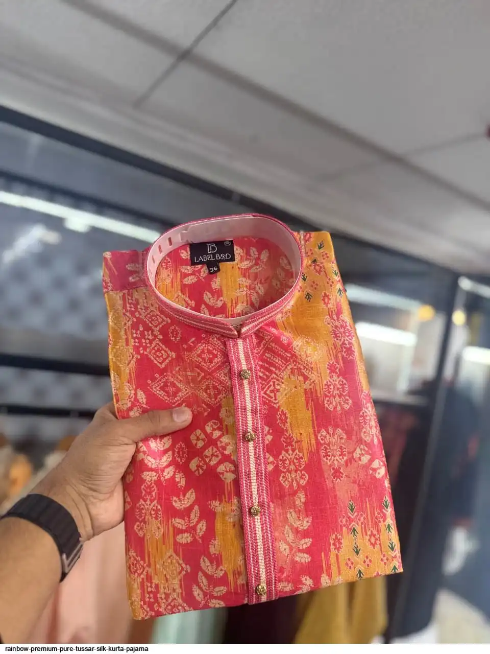 RAINBOW PREMIUM PURE TUSSAR SILK KURTA PAJAMA 11