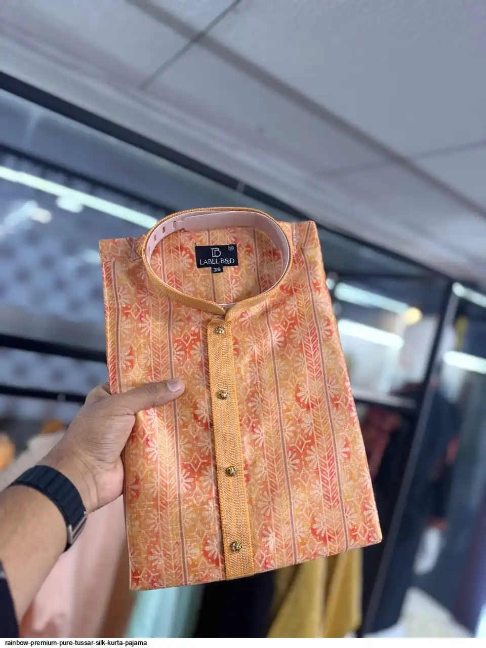 RAINBOW PREMIUM PURE TUSSAR SILK KURTA PAJAMA 5