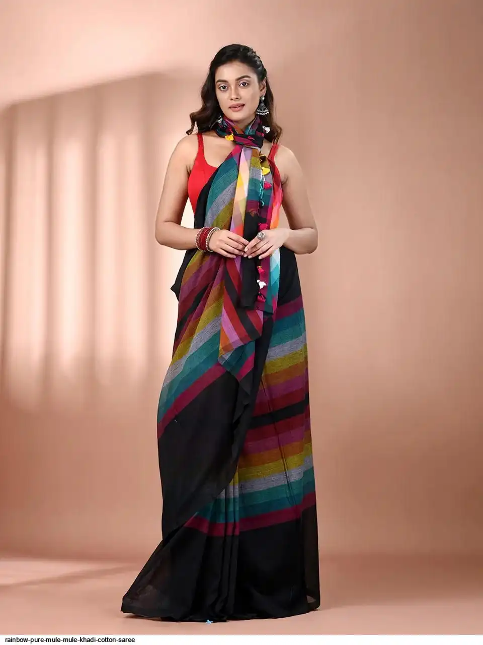 RAINBOW PURE MULE MULE KHADI COTTON SAREE