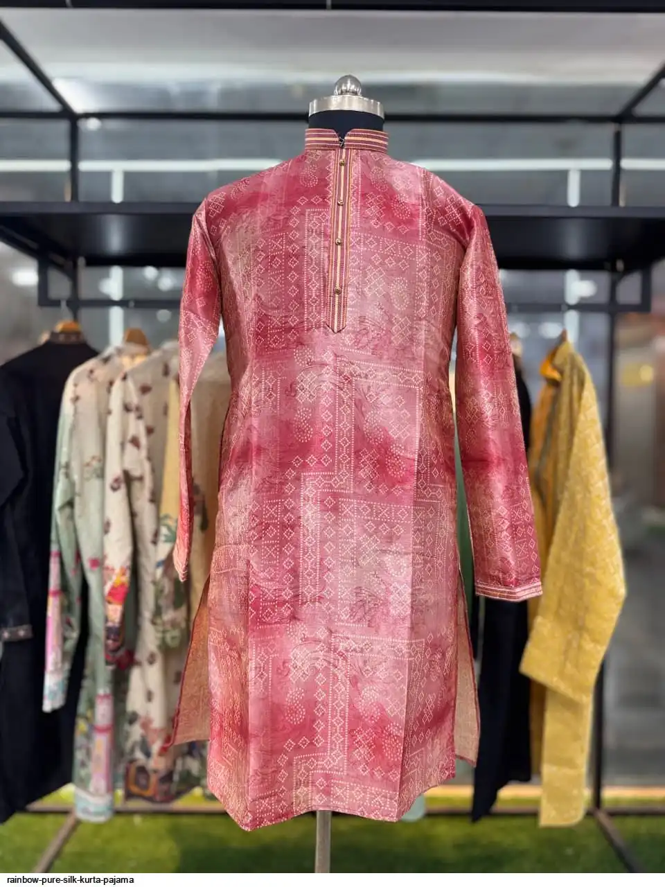RAINBOW PURE SILK KURTA PAJAMA J