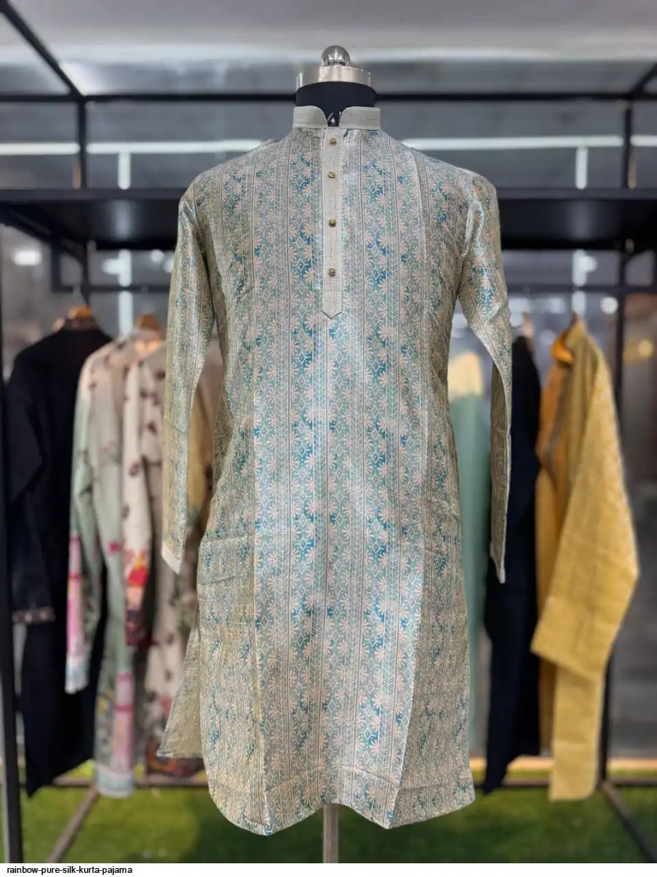 RAINBOW PURE SILK KURTA PAJAMA I