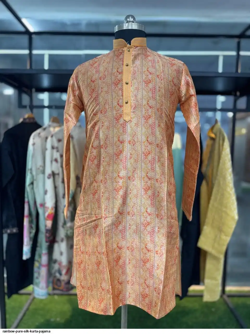 RAINBOW PURE SILK KURTA PAJAMA E
