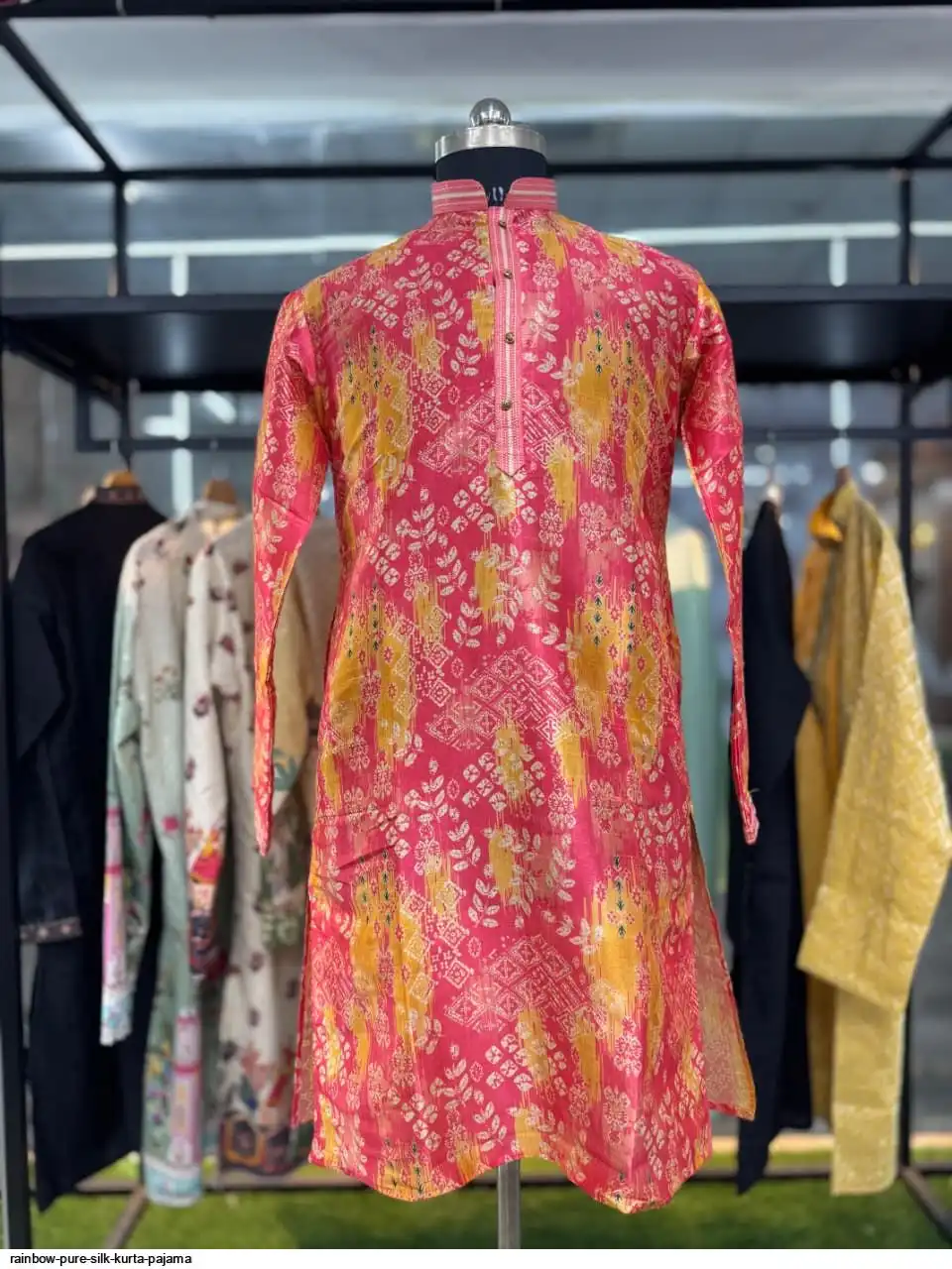 RAINBOW PURE SILK KURTA PAJAMA B