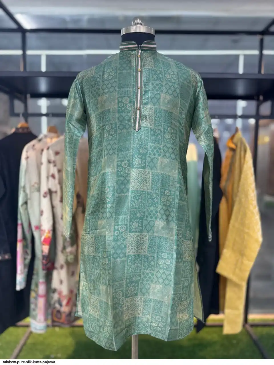 RAINBOW PURE SILK KURTA PAJAMA C