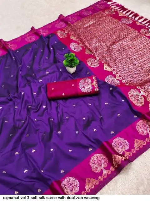 RAJMAHAL VOL 3 SOFT SILK SAREE WITH DUAL ZARI WEAVING F