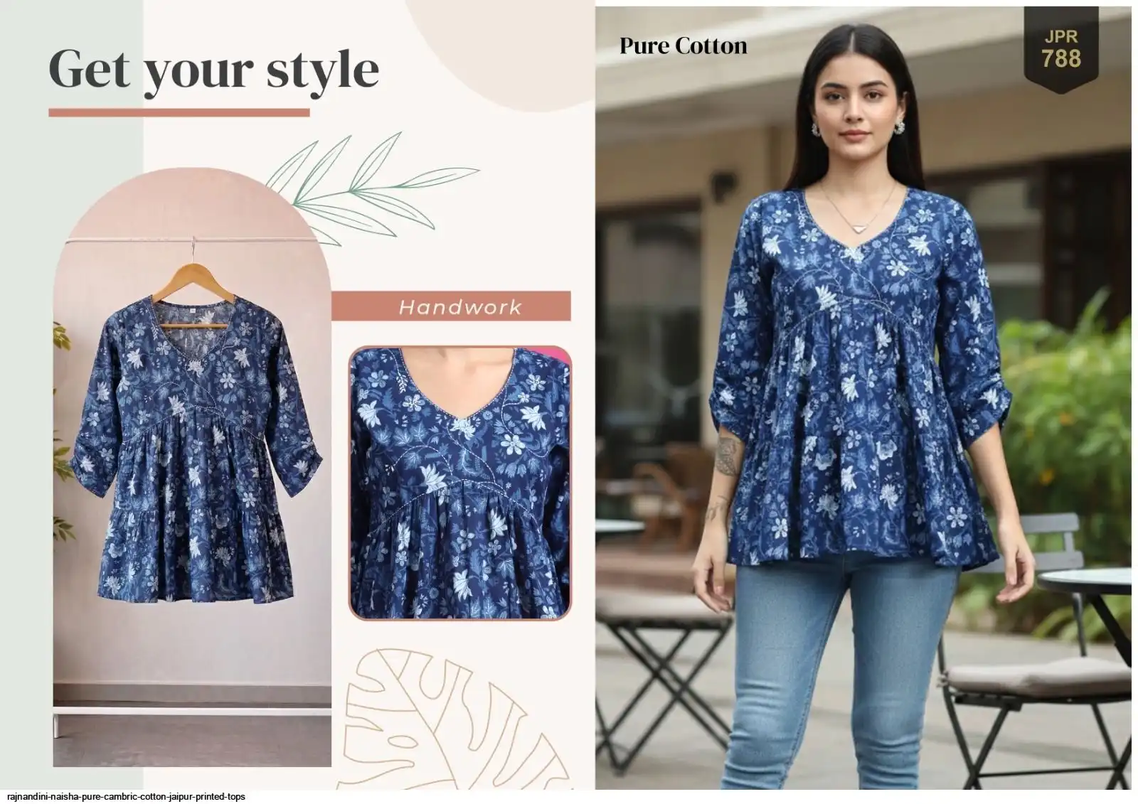 RAJNANDINI NAISHA PURE CAMBRIC COTTON JAIPUR PRINTED TOPS 788