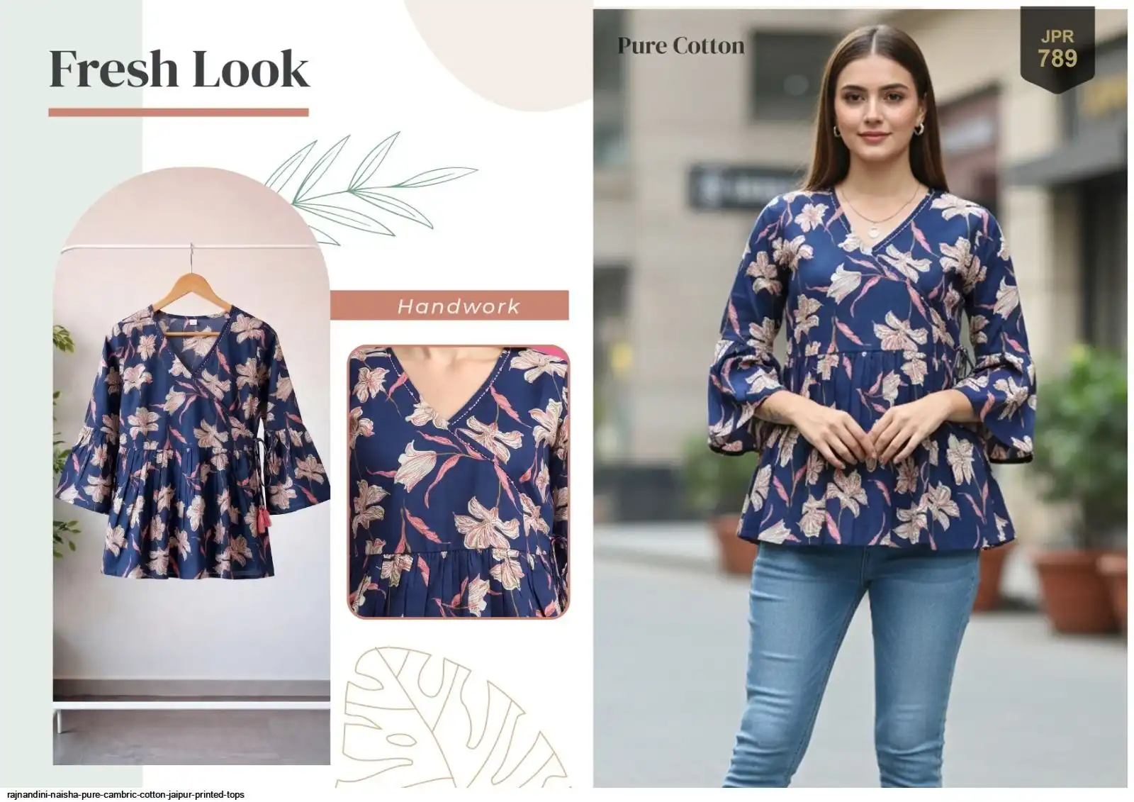 RAJNANDINI NAISHA PURE CAMBRIC COTTON JAIPUR PRINTED TOPS 789
