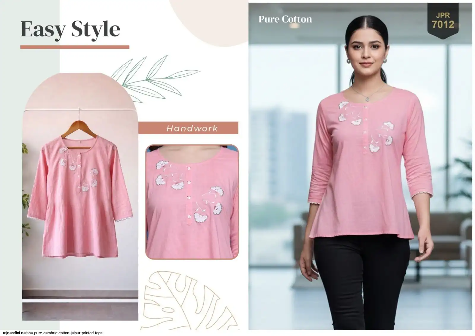RAJNANDINI NAISHA PURE CAMBRIC COTTON JAIPUR PRINTED TOPS 7012