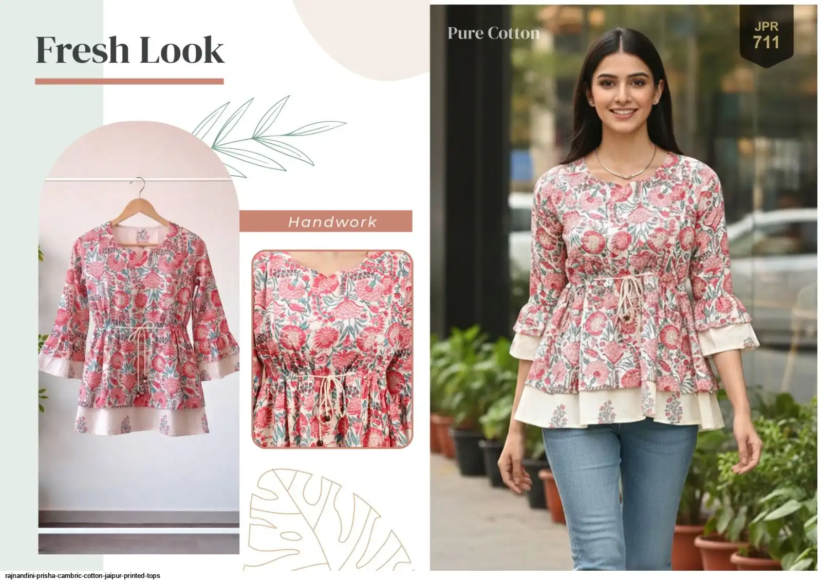 RAJNANDINI PRISHA CAMBRIC COTTON JAIPUR PRINTED TOPS 711