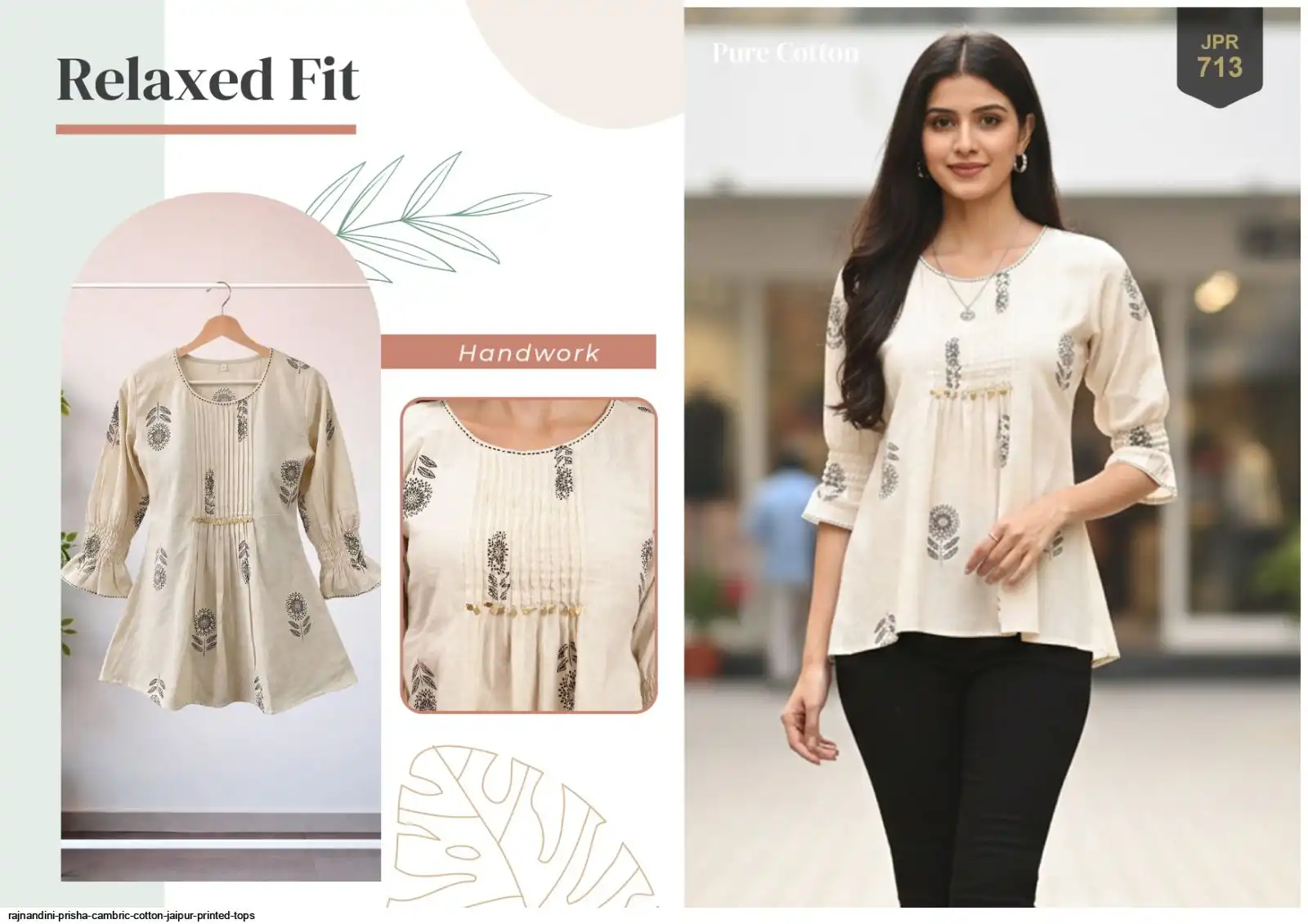 RAJNANDINI PRISHA CAMBRIC COTTON JAIPUR PRINTED TOPS 713