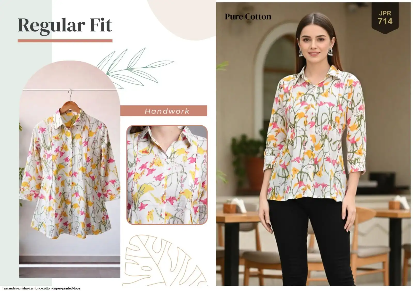RAJNANDINI PRISHA CAMBRIC COTTON JAIPUR PRINTED TOPS 714