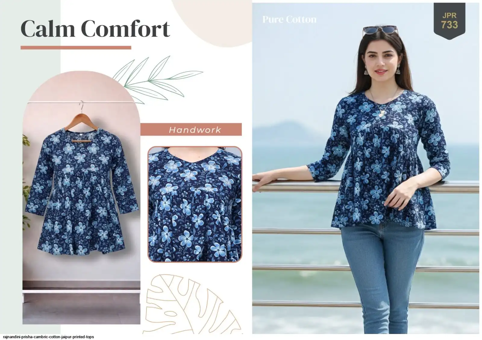 RAJNANDINI PRISHA CAMBRIC COTTON JAIPUR PRINTED TOPS 733