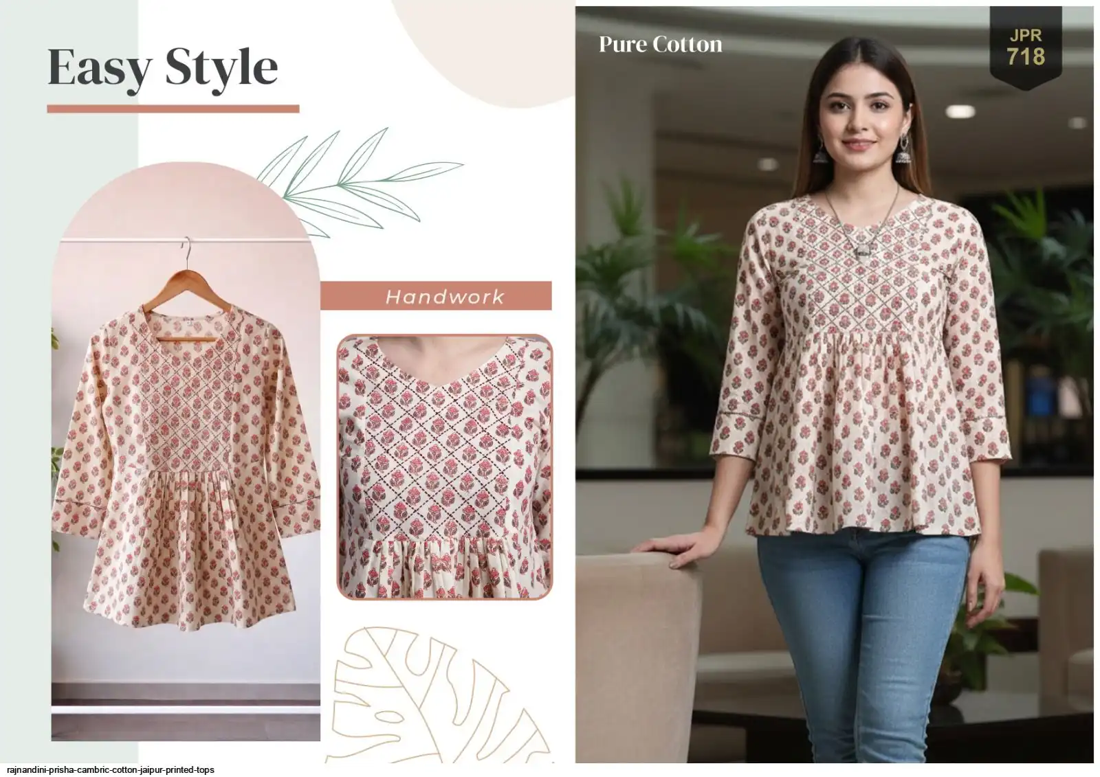 RAJNANDINI PRISHA CAMBRIC COTTON JAIPUR PRINTED TOPS 718