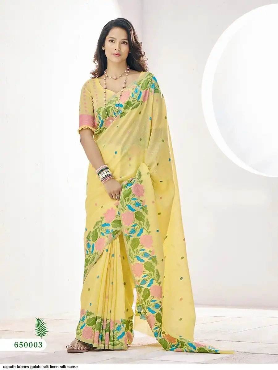 RAJPATH FABRICS GULABI SILK LINEN SILK SAREE 650003