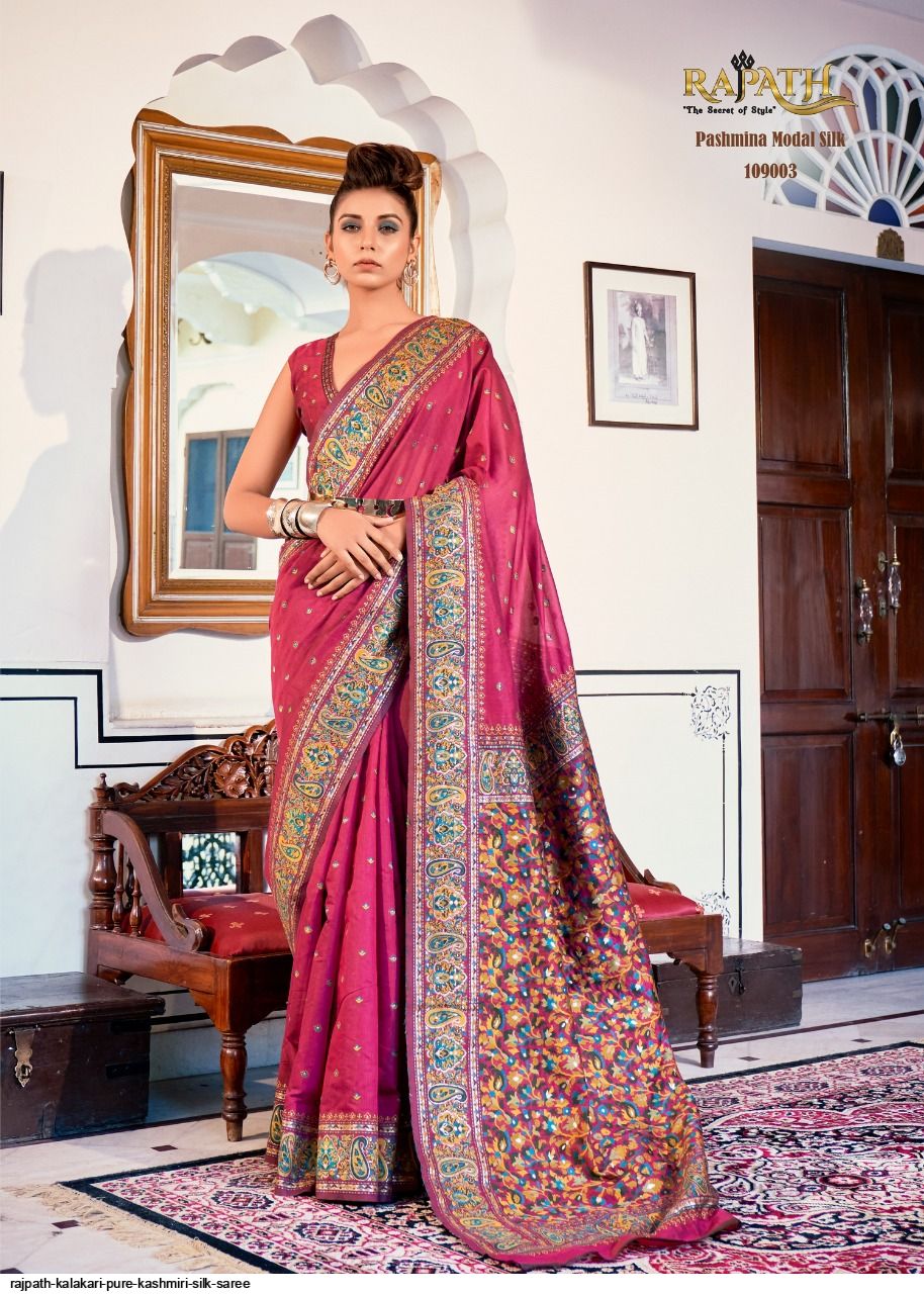 RAJPATH KALAKARI PURE KASHMIRI SILK SAREE
