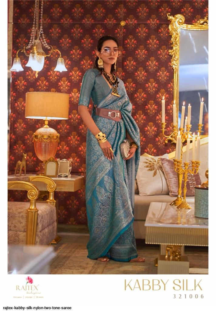 Two Tone Kanjivaram Silk Weaving Print Saree With Un-Stitched Blouse  Sr03161030