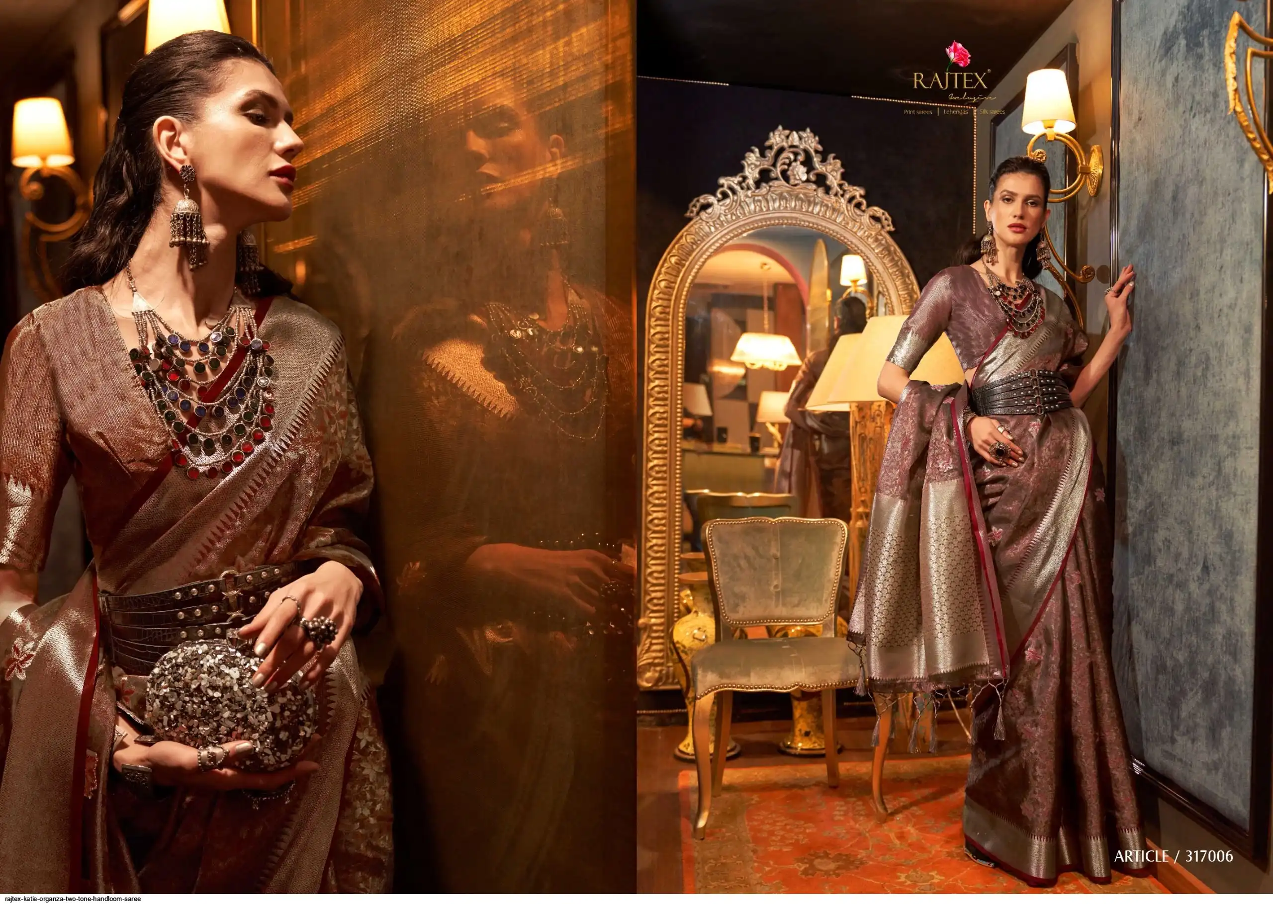 RAJTEX KATIE ORGANZA TWO TONE HANDLOOM SAREE 317006