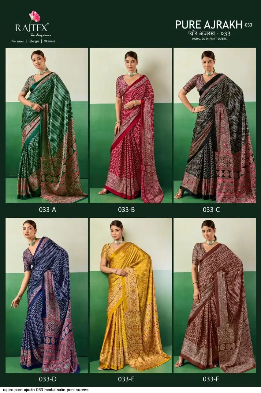 RAJTEX PURE AJRAKH 033 MODAL SATIN PRINT SAREES