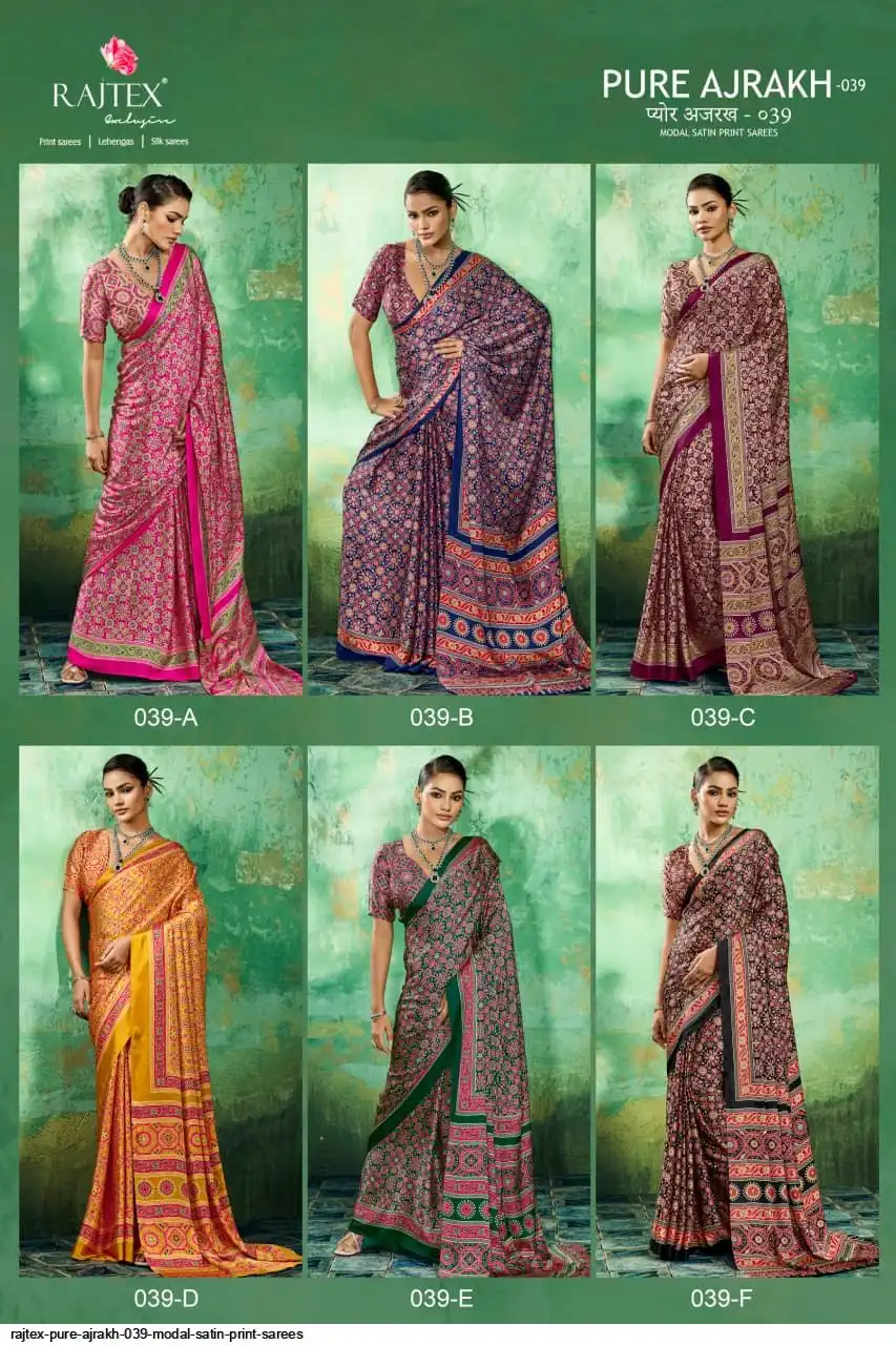 RAJTEX PURE AJRAKH 039 MODAL SATIN PRINT SAREES