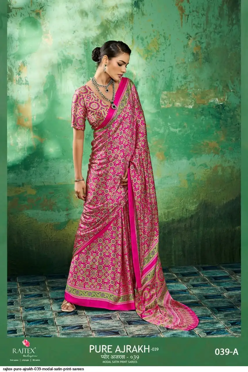 RAJTEX PURE AJRAKH 039 MODAL SATIN PRINT SAREES A