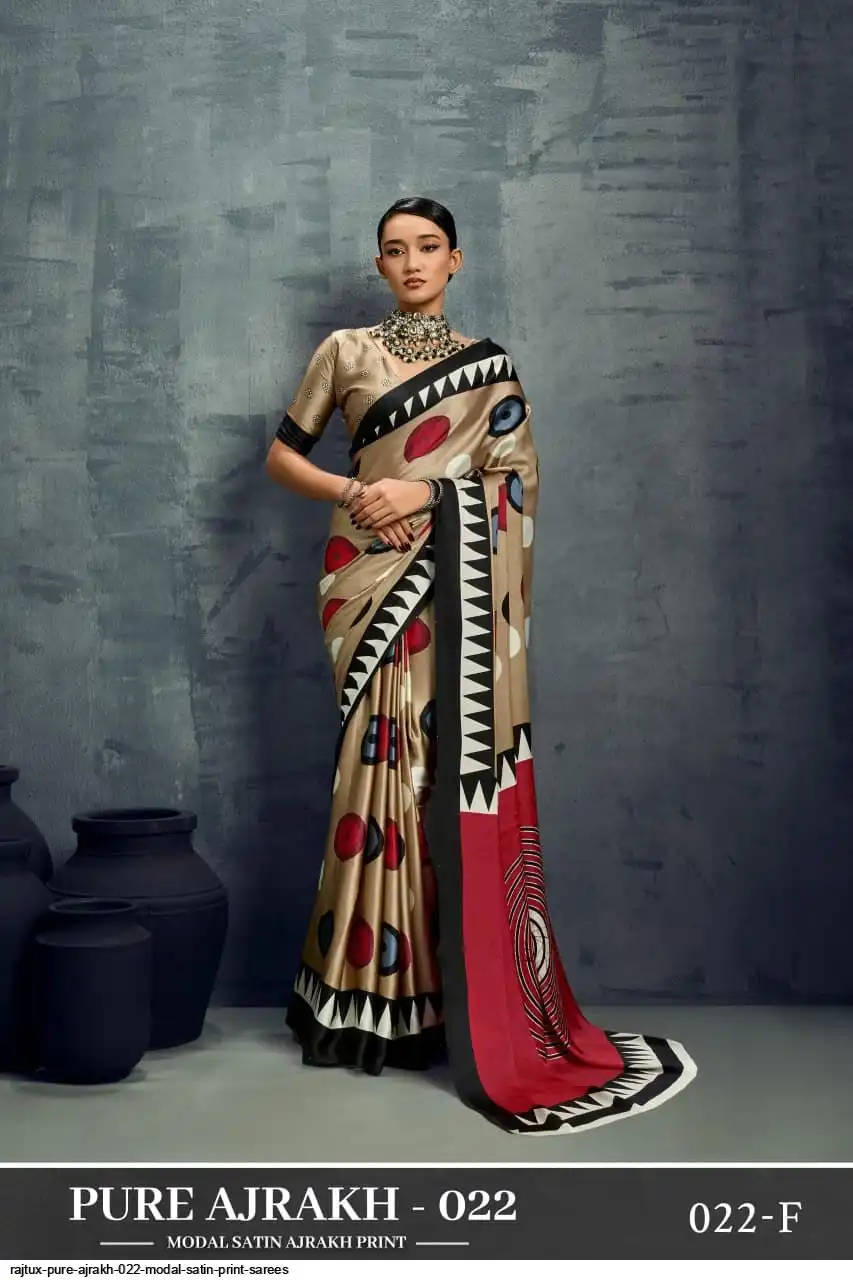 RAJTEX PURE AJRAKH 022 MODAL SATIN PRINT SAREES F