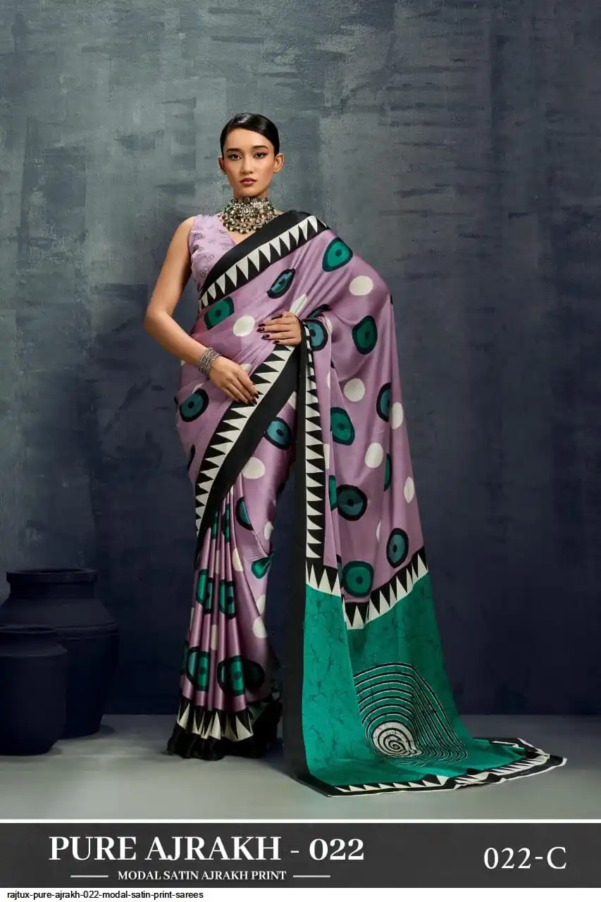 RAJTEX PURE AJRAKH 022 MODAL SATIN PRINT SAREES C