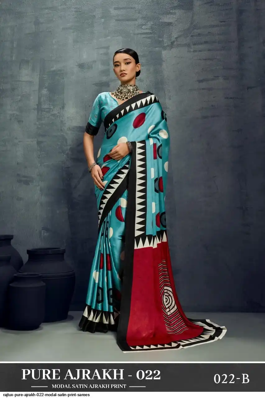 RAJTEX PURE AJRAKH 022 MODAL SATIN PRINT SAREES B