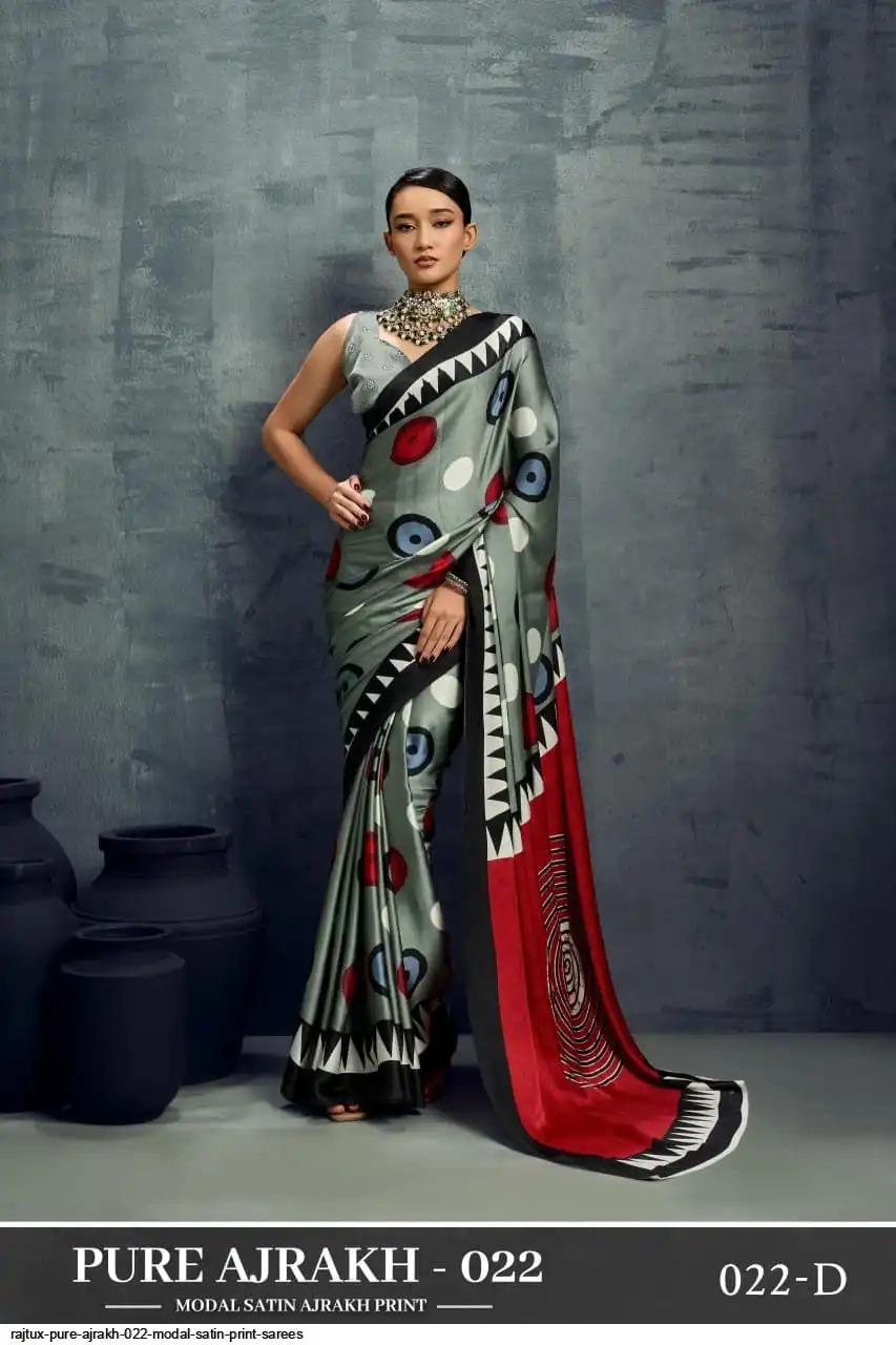 RAJTEX PURE AJRAKH 022 MODAL SATIN PRINT SAREES D