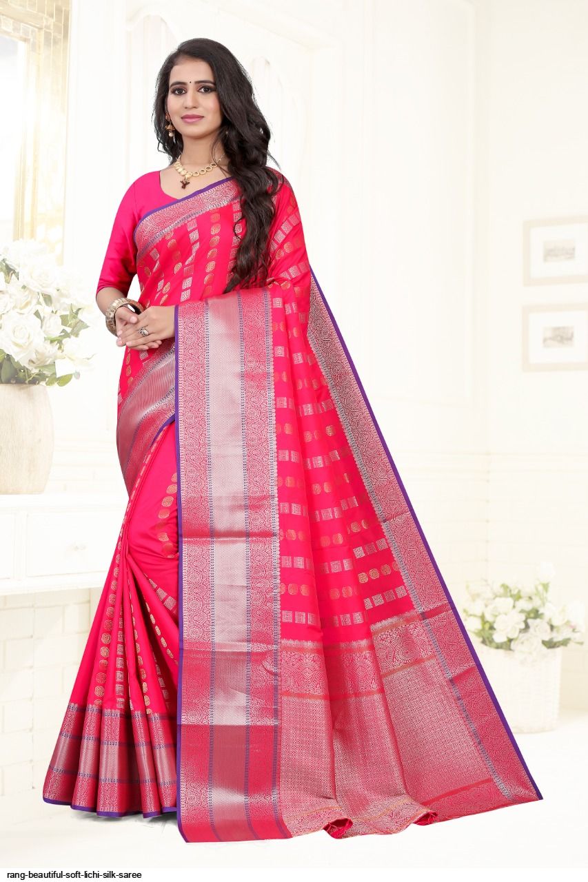 RANG BEAUTIFUL SOFT LICHI SILK SAREE F