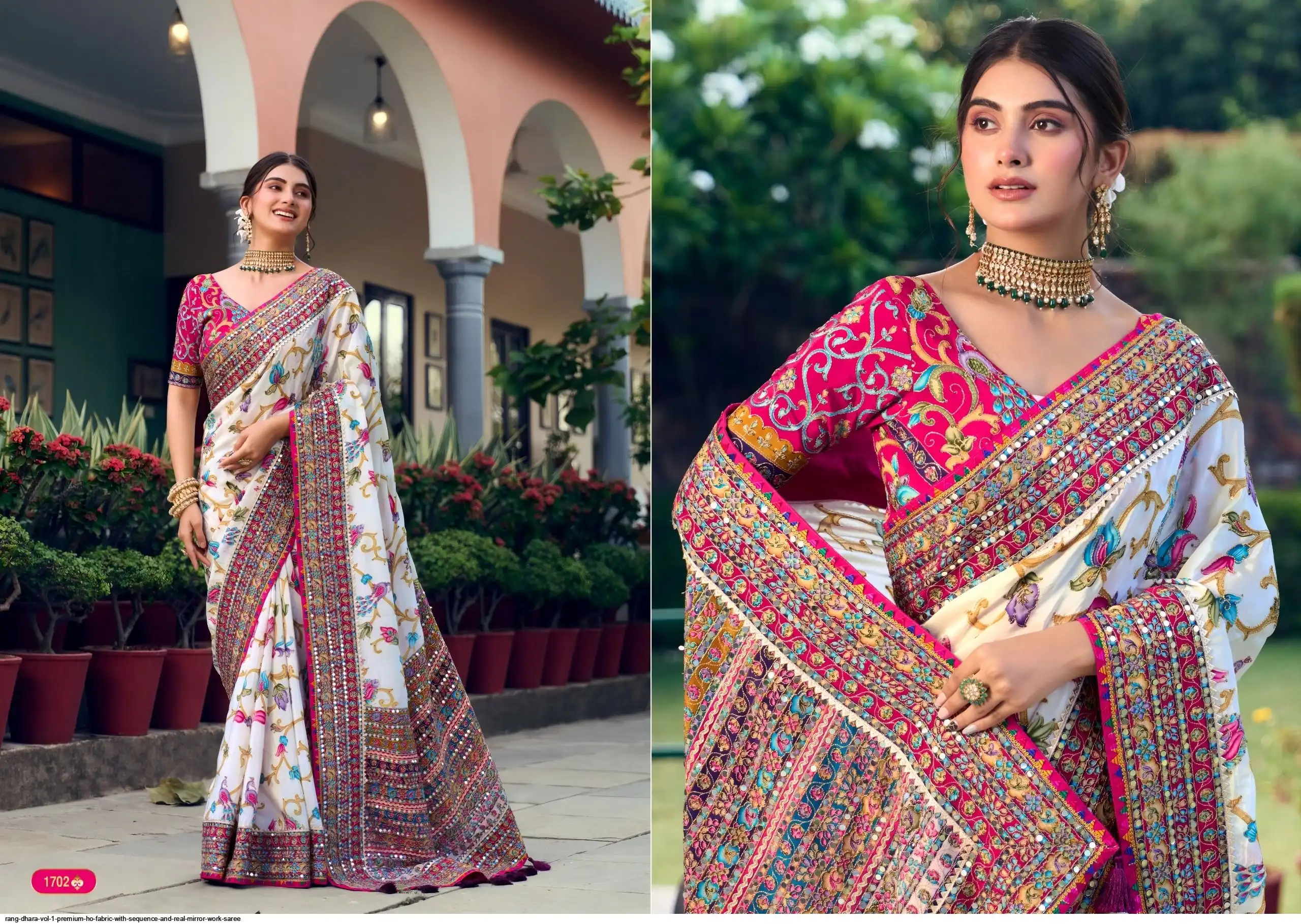 RANG DHARA VOL 1 PREMIUM HO FABRIC WITH SEQUENCE AND REAL MIRROR WORK SAREE B