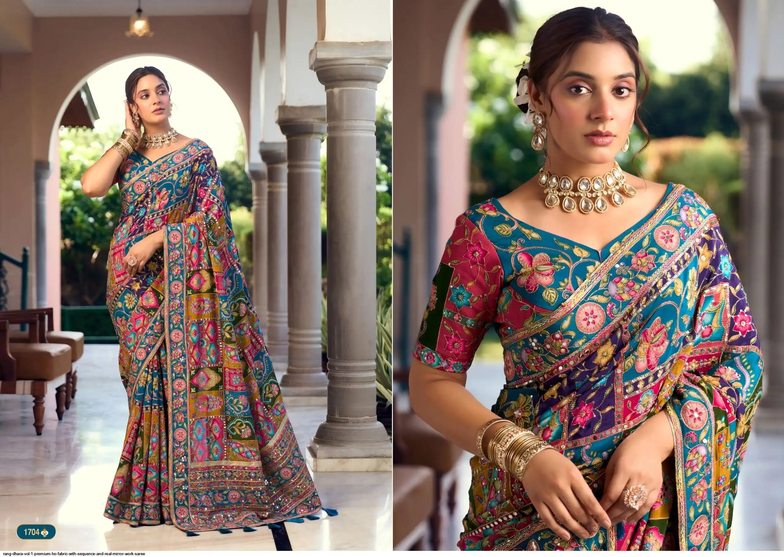 RANG DHARA VOL 1 PREMIUM HO FABRIC WITH SEQUENCE AND REAL MIRROR WORK SAREE D