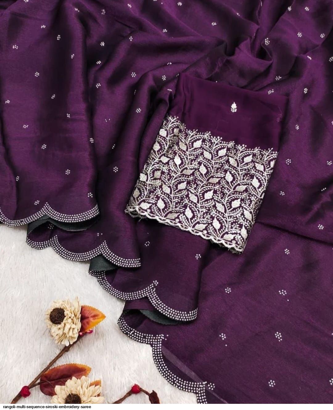 Rangoli Multi Sequence Siroski embroidery Saree