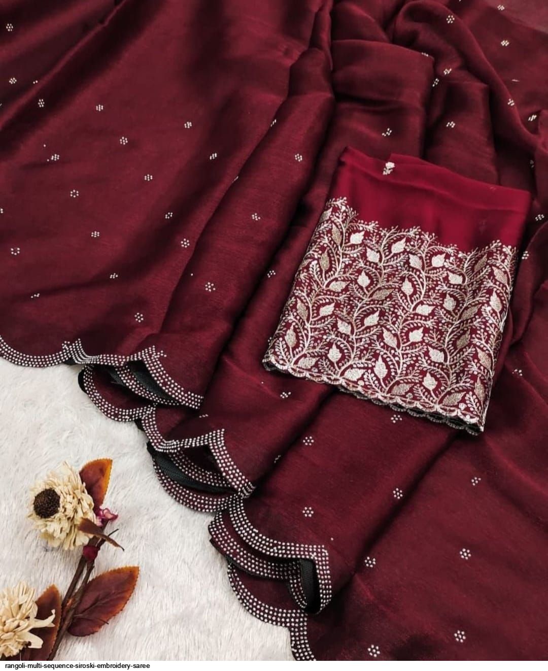 Rangoli Multi Sequence Siroski embroidery Saree