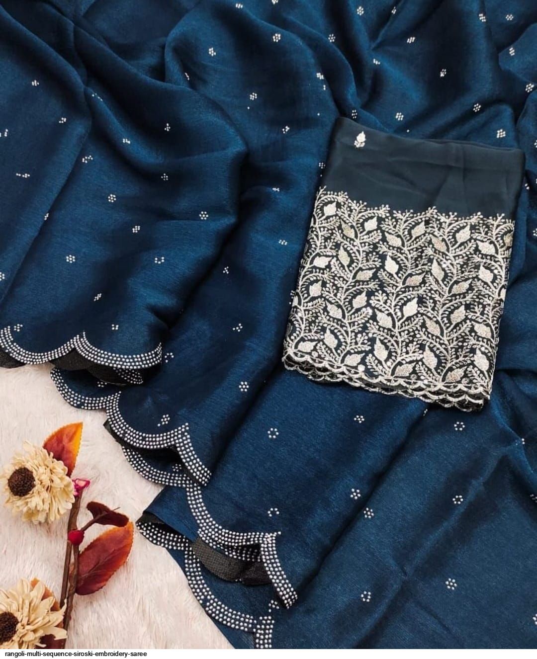 Rangoli Multi Sequence Siroski embroidery Saree