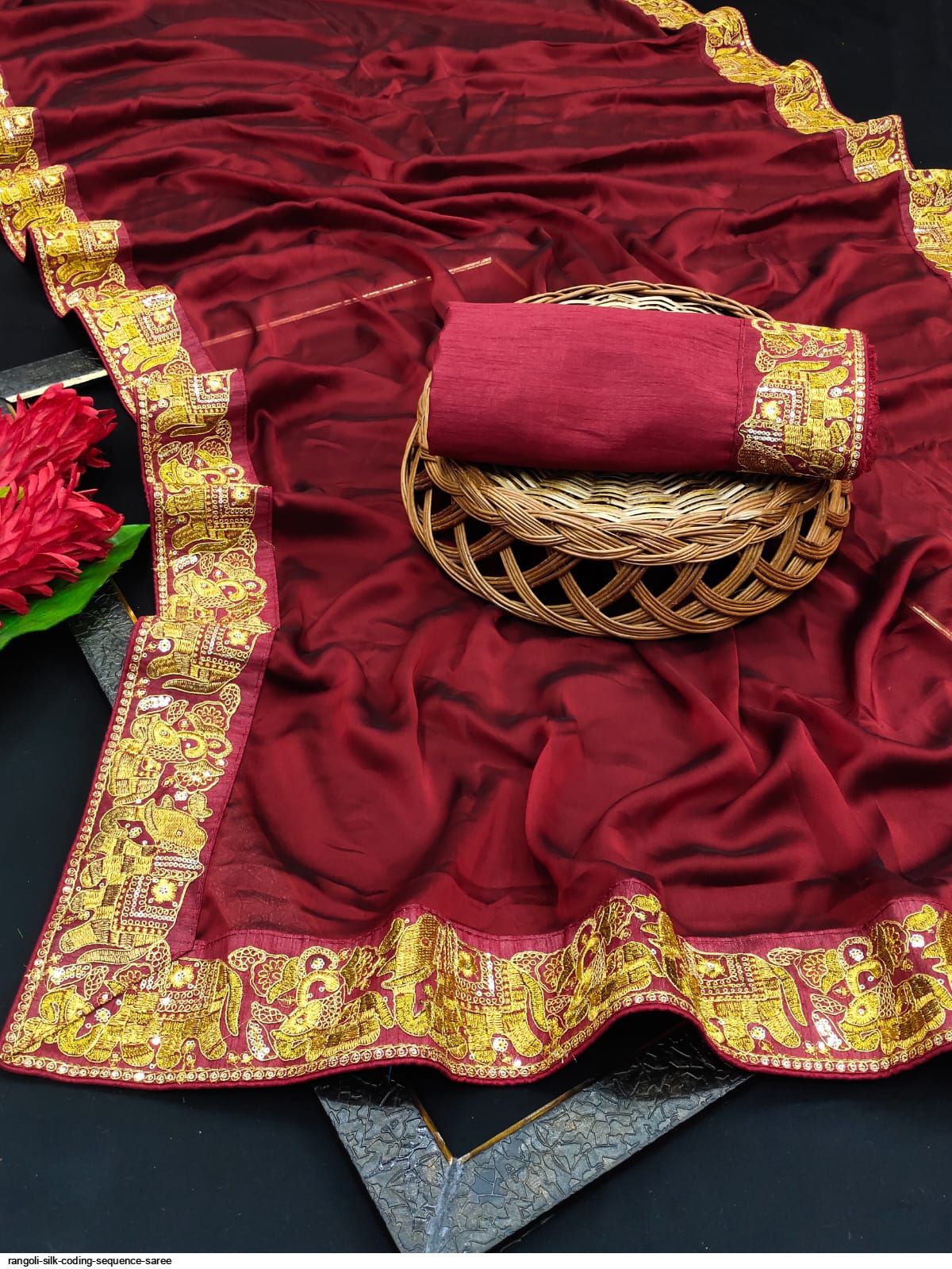 Rangoli silk coding sequence saree