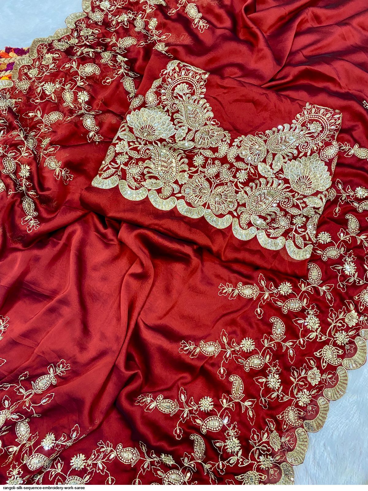 Rangoli Silk sequence embroidery work saree