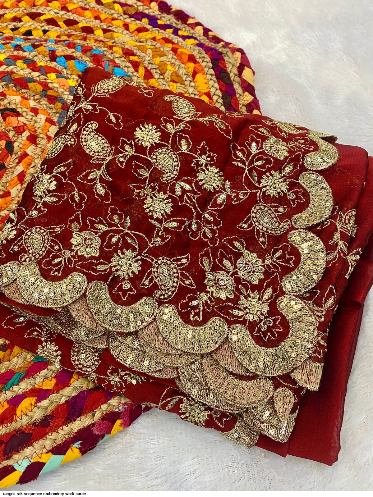 Rangoli Silk sequence embroidery work saree