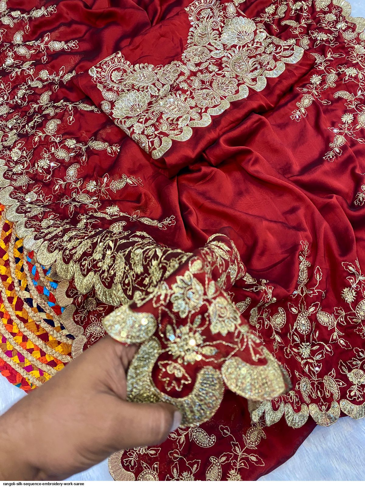 Rangoli Silk sequence embroidery work saree