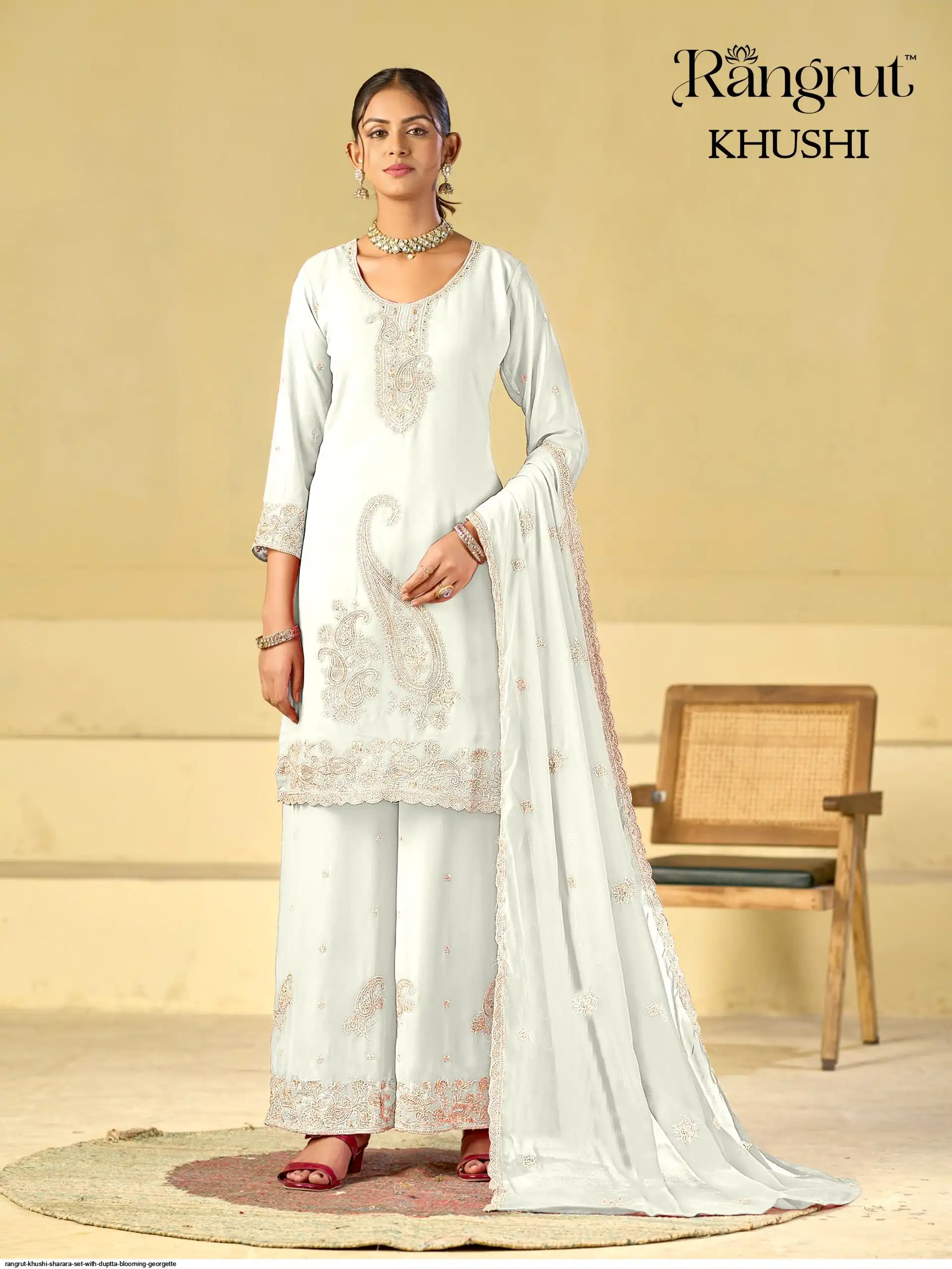 RANGRUT KHUSHI SHARARA SET WITH DUPTTA BLOOMING GEORGETTE 5