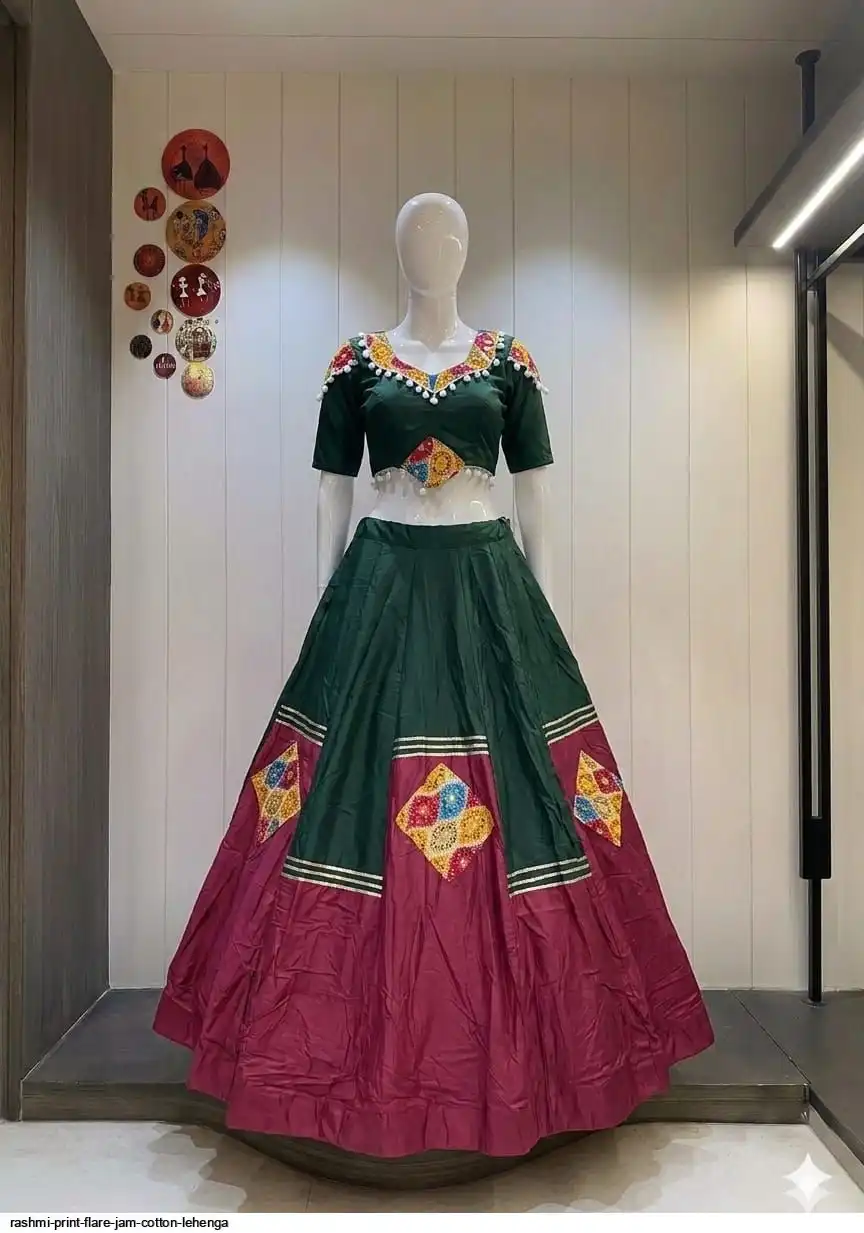 RASHMI PRINT FLARE JAM COTTON LEHENGA 2
