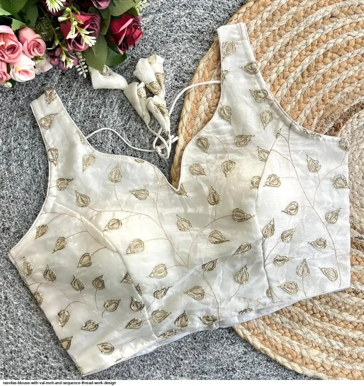 RASVILAS BLOUSE WITH VAL MOTI AND SEQUENCE THREAD WORK DESIGN 8