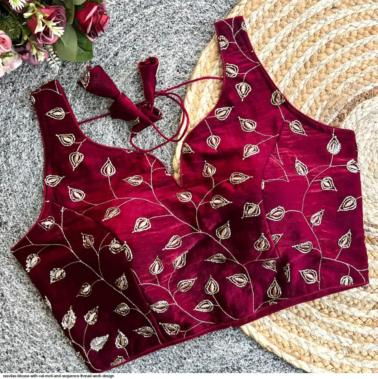 RASVILAS BLOUSE WITH VAL MOTI AND SEQUENCE THREAD WORK DESIGN 9