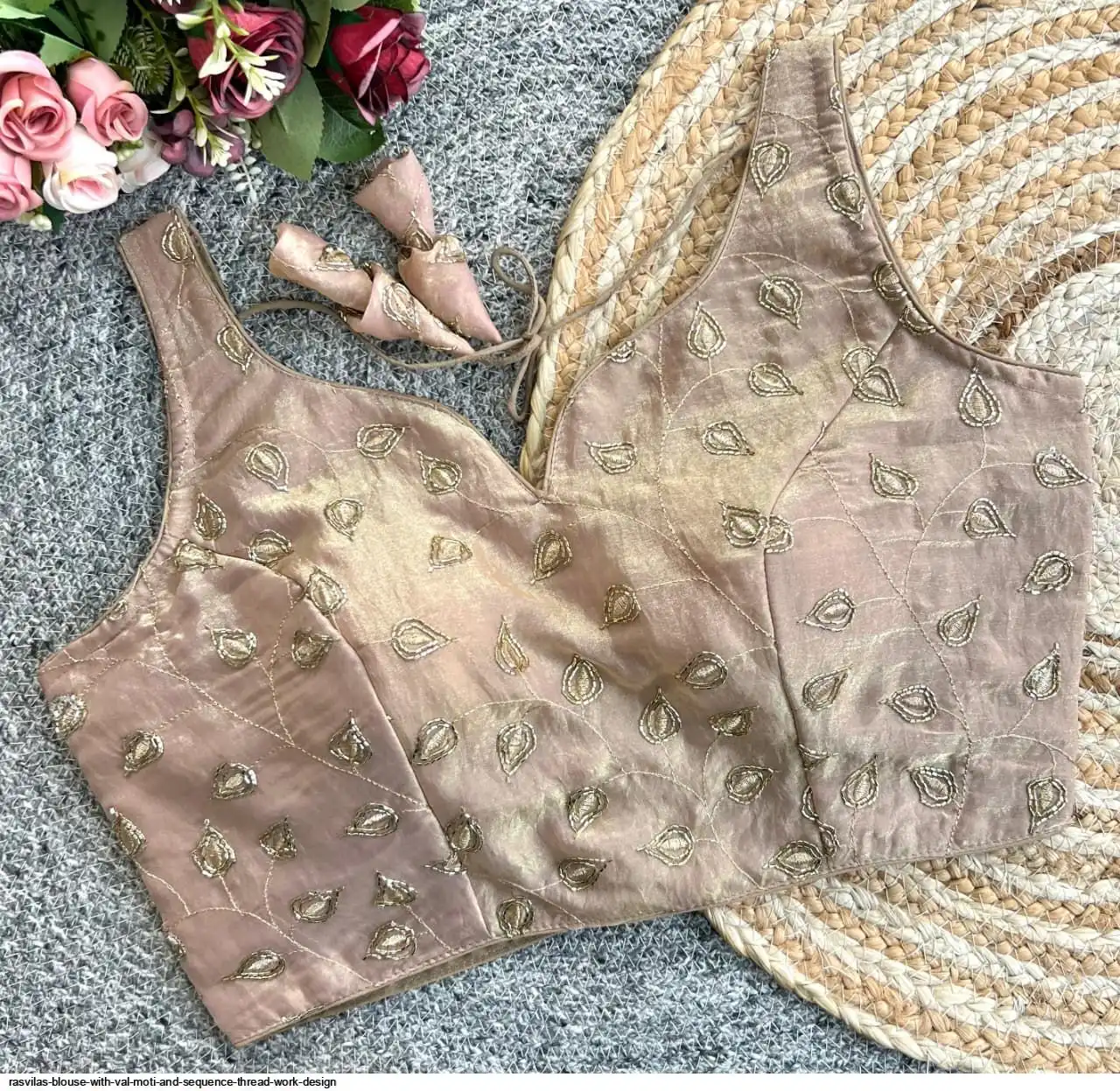 RASVILAS BLOUSE WITH VAL MOTI AND SEQUENCE THREAD WORK DESIGN 1