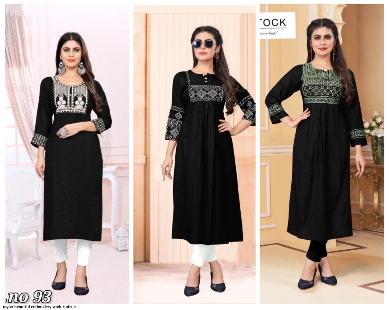 RAYON BEAUTIFUL EMBROIDERY WORK KURTIS C